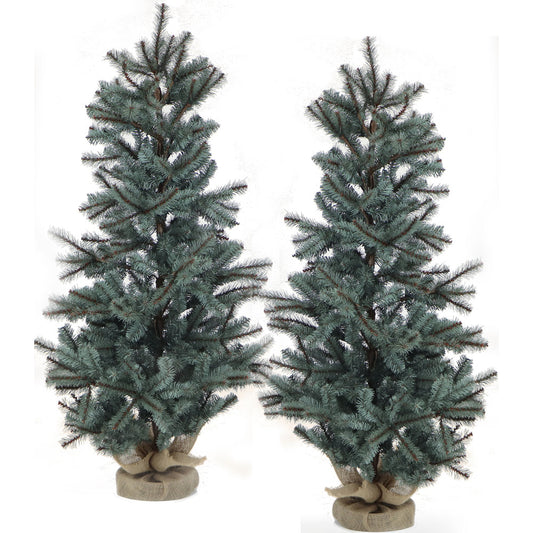 Fraser Hill Farm - Set of Two 4-Ft. Heritage Pine Artificial Trees with Burlap Bases