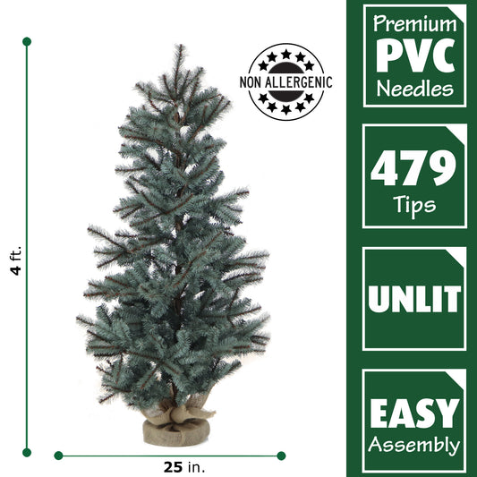 Fraser Hill Farm - Set of Two 4-Ft. Heritage Pine Artificial Trees with Burlap Bases