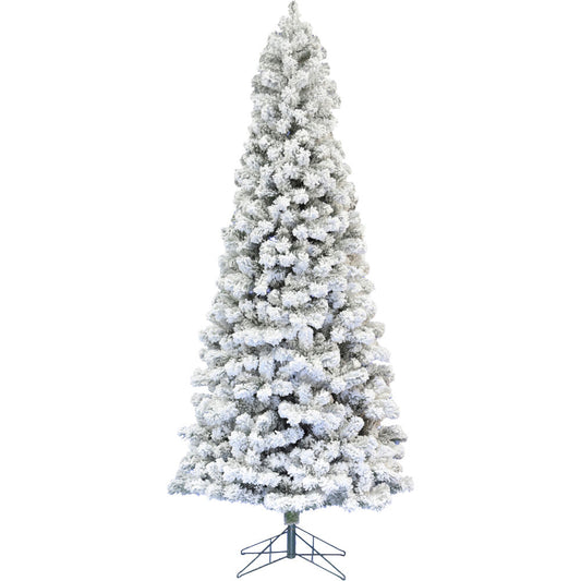 Fraser Hill Farm - 9-Ft. Hillside Slim Flocked Pine No Lights