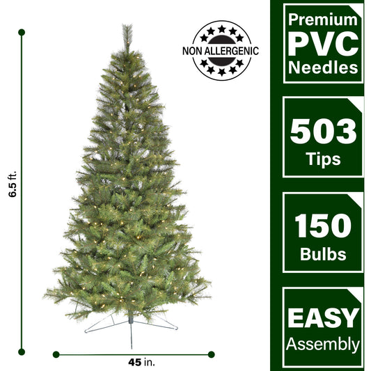Fraser Hill Farm - 6.5-ft. Half Tree with Warm White LED Lighting