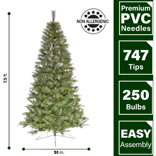 Fraser Hill Farm - 7.5-ft. Half Tree with Warm White LED Lighting