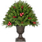 Fraser Hill Farm - 2.5-Ft. Joyful Porch Tree in Pedestal Urn with Pinecones, Berries, and Ornaments