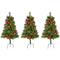 Fraser Hill Farm - Set of 3 2.5-Ft. Joyful Walkway Trees with Warm White LED Lights and Pinecones, Berries, and Ornaments