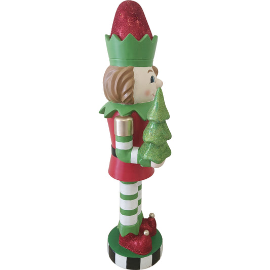 Fraser Hill Farm - 48-inch Elf Nutcracker Figurine Holding Tree in Red/Green