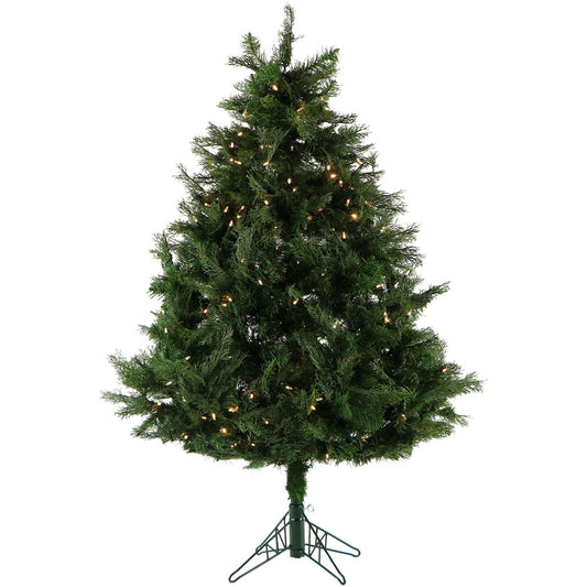 Fraser Hill Farm - 5-Ft. Northern Cedar Teardrop Christmas Tree with EZ Connect Warm White LED Lighting