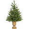 Fraser Hill Farm - 3-Ft. Noble Fir Artificial Tree with Metallic Urn Base and Battery-Operated Multi-Colored LED String Lights