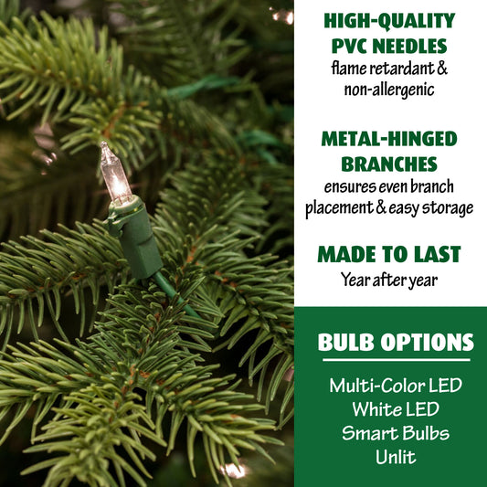 Fraser Hill Farm - Set of Two 4-Ft. Noble Fir Artificial Trees with Metallic Urn Bases and Multi-Colored LED String Lights