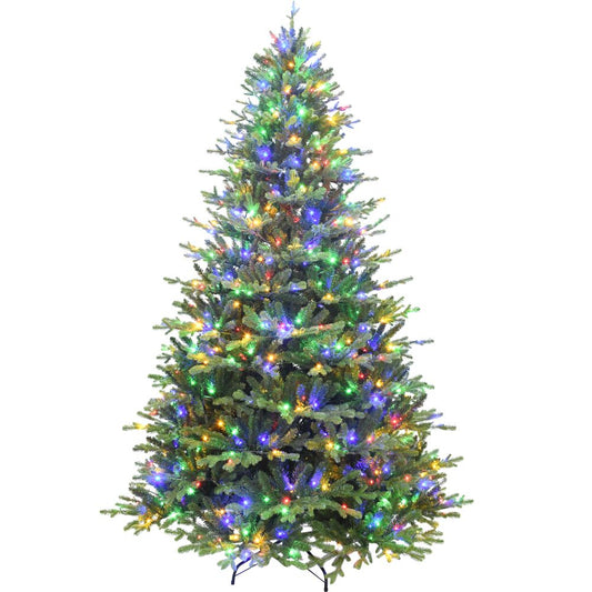 Fraser Hill Farm - 9-Ft. Oregon Pine Christmas Tree with Multi-Color LED String Lighting