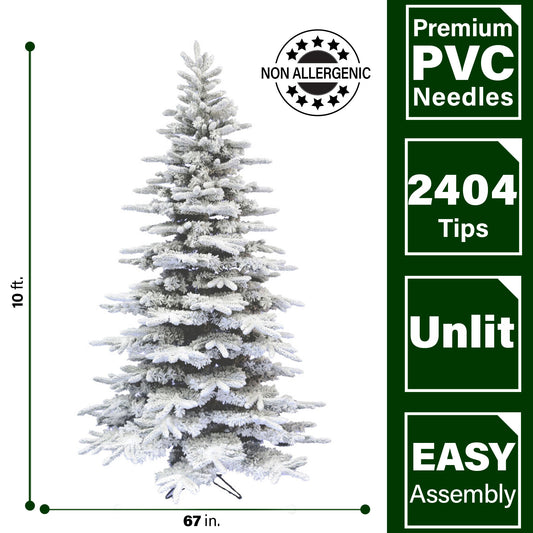 Fraser Hill Farm - 10-Ft. Flocked Pine Valley Christmas Tree