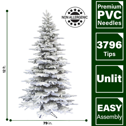 Fraser Hill Farm - 12-Ft. Flocked Pine Valley Christmas Tree