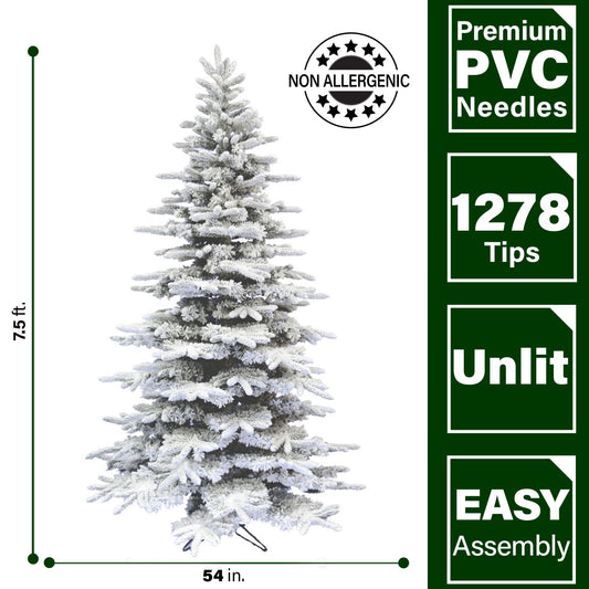 Fraser Hill Farm - 7.5-Ft. Flocked Pine Valley Christmas Tree