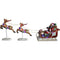 Fraser Hill Farm - Oversized Christmas Decor with Long-Lasting LED Lights, African American Santa Sleigh and Flying Reindeer 3-Piece Set