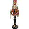 Fraser Hill Farm - 3-Ft. Nutcracker Toy Soldier on a Pedestal Base, Resin Statue w/ LED Lights, Indoor or Covered Outdoor Christmas Decor, Red