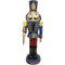 Fraser Hill Farm - 3-Ft. Nutcracker Toy Soldier Holding a Staff, Resin Statue w/ LED Lights, Indoor or Covered Outdoor Christmas Decor, Blue