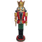 Fraser Hill Farm - 4-Ft. Nutcracker King with Crown and Scepter, Resin Statue w/ LED Lights, Indoor or Covered Outdoor Christmas Decor, Red