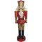 Fraser Hill Farm - 4-Ft. Nutcracker King Holding a Baton, Resin Statue w/ LED Lights, Indoor or Covered Outdoor Christmas Decor, Red
