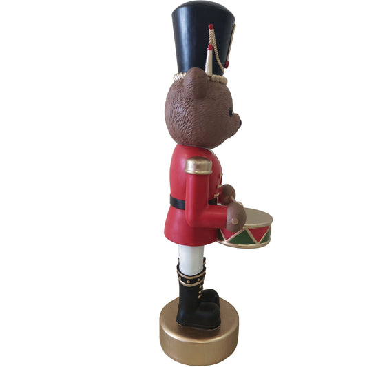 Fraser Hill Farm - 48-inch Fiberglass Bear Nutcracker Playing Drum Figurine with Music