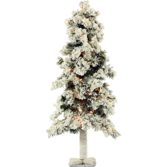Fraser Hill Farm - 3-Ft. Snowy Alpine Tree with Clear Lights