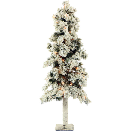 Fraser Hill Farm - 4-Ft. Snowy Alpine Tree with Clear Lights