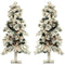 Fraser Hill Farm - 6.0-Ft Snowy Alpine Snow Flocked Christmas Tree with Lifelike Trunk Base and Clear Lights, Set of 2