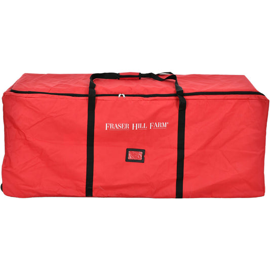 Fraser Hill Farm - 3-Wheel Rolling Storage Bag for Christmas Trees Up To 9 Feet, Red