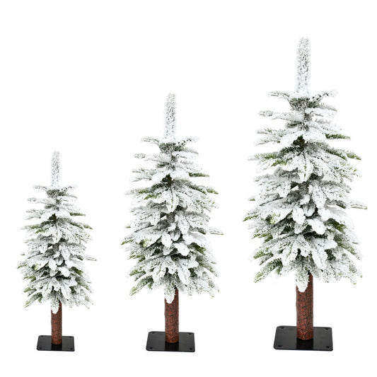 Fraser Hill Farm - Set of 3 Snowy Downswept Trees in 2-Ft., 3-Ft., and 4-Ft. Sizes