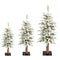 Fraser Hill Farm - Set of 3 Snowy Downswept Trees with Clear Lights in 2-Ft., 3-Ft., and 4-Ft. Sizes