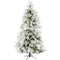 Fraser Hill Farm - 4-Ft.Snowy Pine Flocked Slim Christmas Tree with Warm White LED Lights