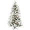 Fraser Hill Farm - 7.5-Ft. Flocked Snowy Pine Christmas Tree with Warm White LED Lighting