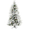 Fraser Hill Farm - 9-Ft. Flocked Snowy Pine Christmas Tree with Multi-Color LED String Lighting