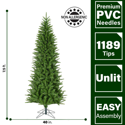 Fraser Hill Farm - 7.5-Ft. Winter Falls Slim-Silhouette Christmas Tree