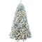 Fraser Hill Farm - 9-Ft. Flocked Winter Snow Pine Christmas Tree with Warm White LED Lighting