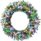 Fraser Hill Farm - 48-inch Frosted Pine Wreath Door Hanging with Pinecones with Multi-Color LED Lighting