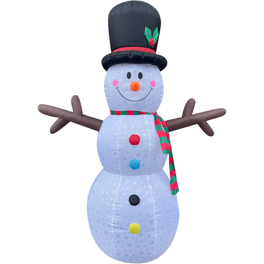 Fraser Hill Farm - 8-Ft. Tall Snowman with Snowflake Print, RGB Lights and Storage Bag, Outdoor Blow-Up Christmas Inflatable