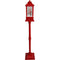 Fraser Hill Farm - Let It Snow Series 49-In. Musical Mini Street Lamp with Santa and Snowman Scene, Cascading Snow, and Christmas Carols, Red