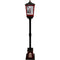 Fraser Hill Farm - Let It Snow 53-In. Musical Street Lamp w/ Lighted Base, Flying Santa, Cascading Snow, and Christmas Carols, Black/Bronze/Red