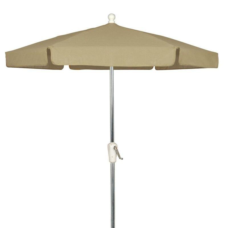 Fiberbuilt Table Umbrellas Beige FiberBuilt 7.5 Ft. Aluminum Market Patio Umbrella W/ Crank Lift - Silver Pole