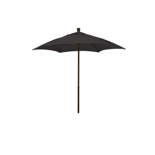 Fiberbuilt Table Umbrellas Black 7.5' Hex Terrace Umbrella 6 Rib Push Up Champagne Bronze Solution Dyed Acrylic Canopy