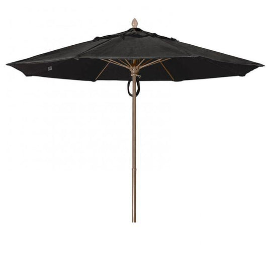 Fiberbuilt Table Umbrellas Black 7.5' Oct Market 8 Rib Pulley Pin White with Antique Marine Grade Canopy