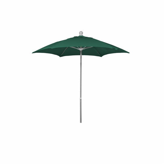 Fiberbuilt Table Umbrellas Forest Green 7.5' Hex Terrace Umbrella 6 Rib Push Up Bright Aluminum Solution Dyed Acrylic Canopy