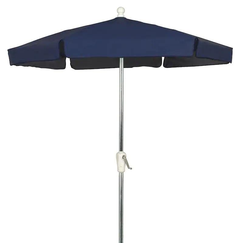 Fiberbuilt Table Umbrellas Navy Blue FiberBuilt 7.5 Ft. Aluminum Market Patio Umbrella W/ Crank Lift - Silver Pole