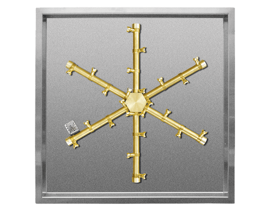 Firegear - 20 inch Brass Square Burning Spur Drop-In Burner - FPB-20SPSBR14TPSI-N