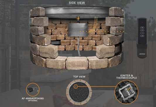 Firegear Stainless Steel Round Pan and Spur Burner Firegear - 19" Pan with 16" SS Burning Spur TFS Electronic Ignition, NG *Order Fuel Specific