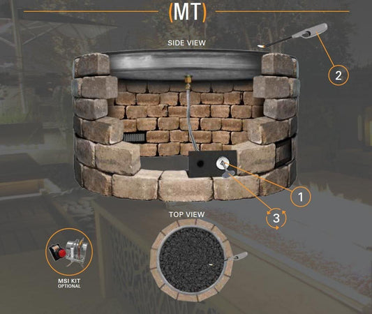 Firegear Stainless Steel Round Pan and Spur Burner Firegear - 29.5" Pan with 22" SS Burning Spur TFS Electronic Ignition, for LP