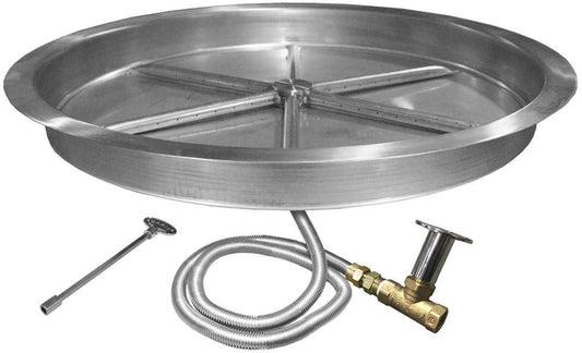 Firegear Stainless Steel Round Pan and Spur Burner Firegear - 29.5" Pan with 22" SS Burning Spur TFS Electronic Ignition, for LP