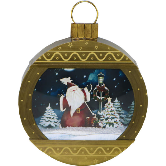 Fraser Hill Farm - Let It Snow Series 24-In. Christmas Ornament Shadowbox in Gold with Santa Scene, Cascading Snow, and Holiday Music