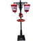 Fraser Hill Farm - Let It Snow Series 74-In. Dual-Lantern Street Lamp w/ Snowman, Christmas Tree, 1 Sign, Cascading Snow, Music, Red/Black
