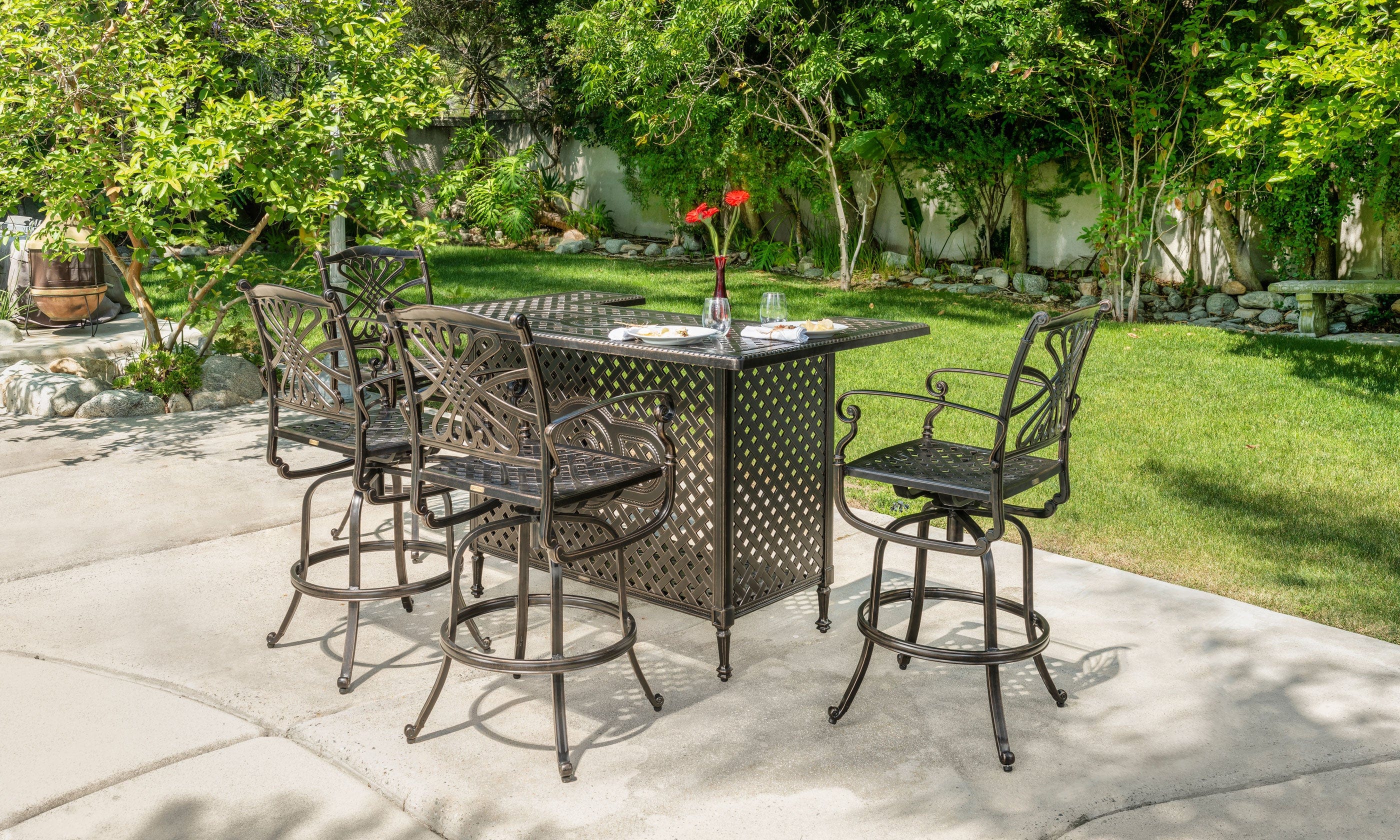 Cast Aluminum Patio Bar Table And Chairs Darlee Sedona Piece Patio