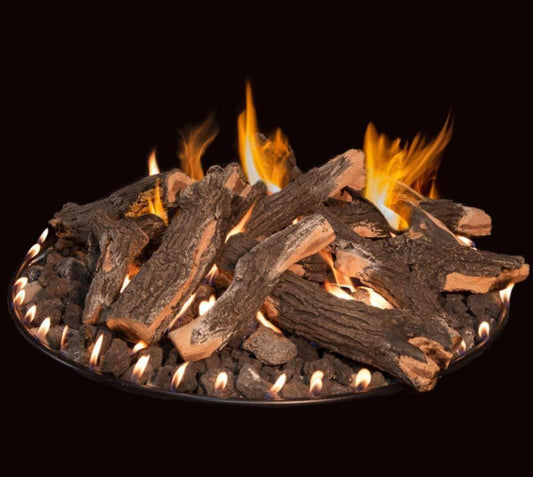 Grand Canyon Gas Logs Fire Pits Grand Canyon Arizona Weathered Oak Round Flat Stack Fire Pit Kit - Match Light