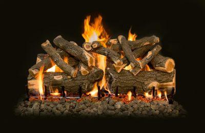 Grand Canyon Gas Logs Gas Logs 72 Grand Canyon, Jumbo Weathered Oak Charred Vented Gas Logs with Jumbo Burner